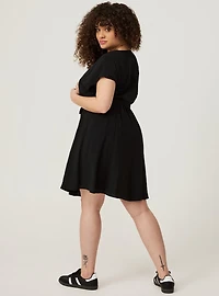 MINI HAMMERED RAYON SURPLICE DRESS