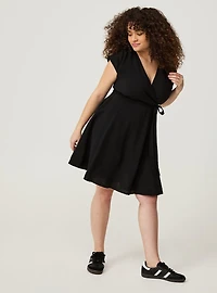 MINI HAMMERED RAYON SURPLICE DRESS