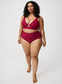 Side Ruched Heart Ring Swim Bottom