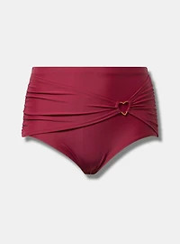 Side Ruched Heart Ring Swim Bottom
