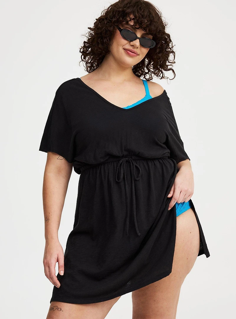 Mini Dress Side Slit Cover-Up