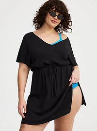 Mini Dress Side Slit Cover-Up