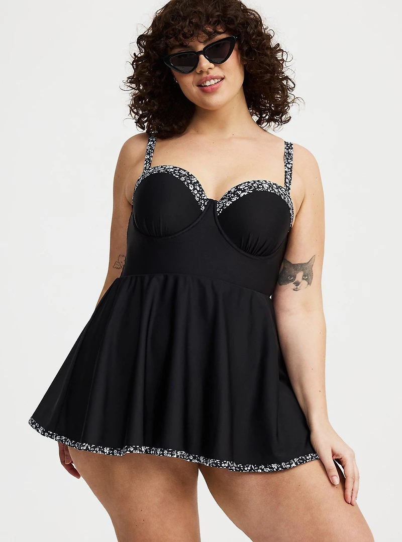 Underwire Peplum Swim Dress