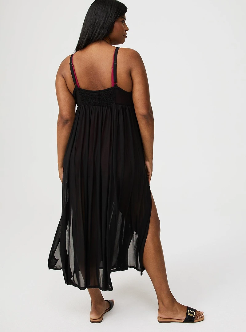Sheer Mesh Cover-Up Maxi Dress