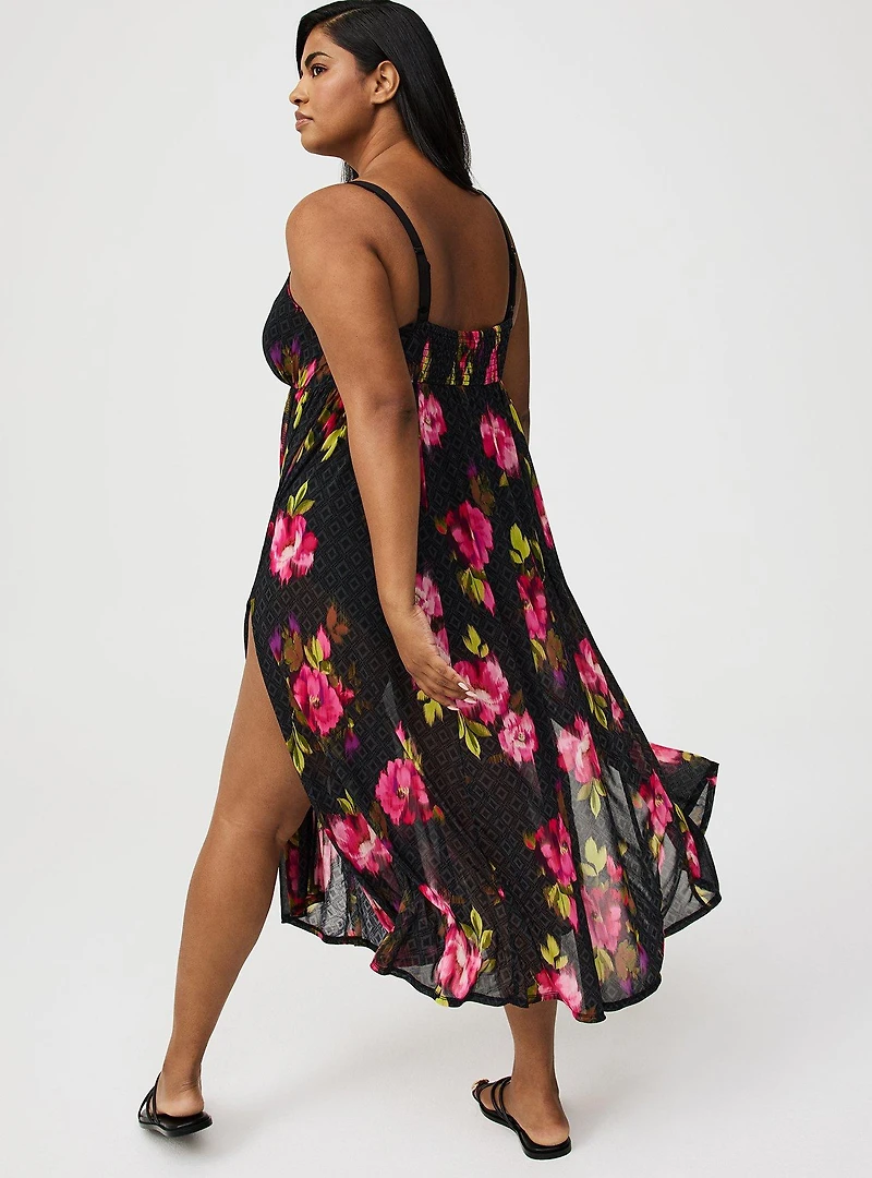 Sheer Mesh Cover-Up Maxi Dress