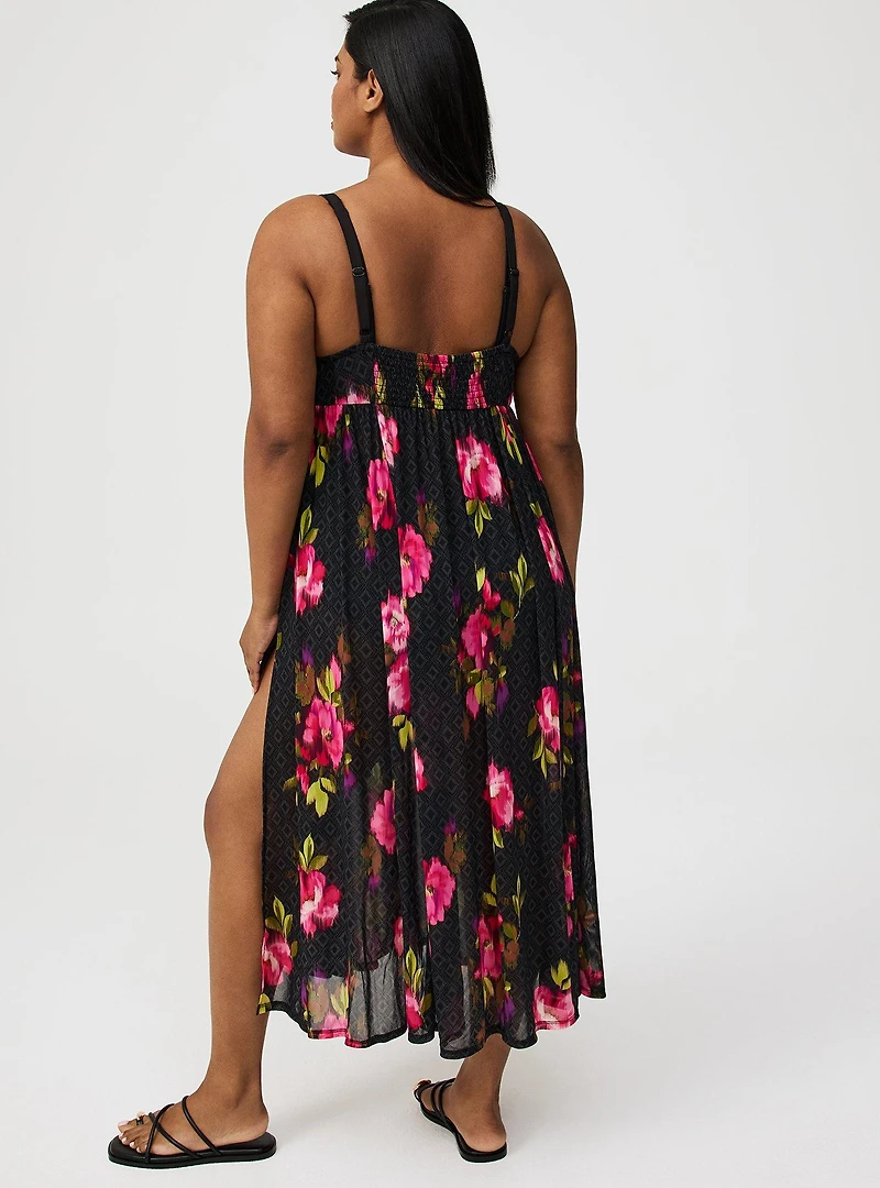 Sheer Mesh Cover-Up Maxi Dress