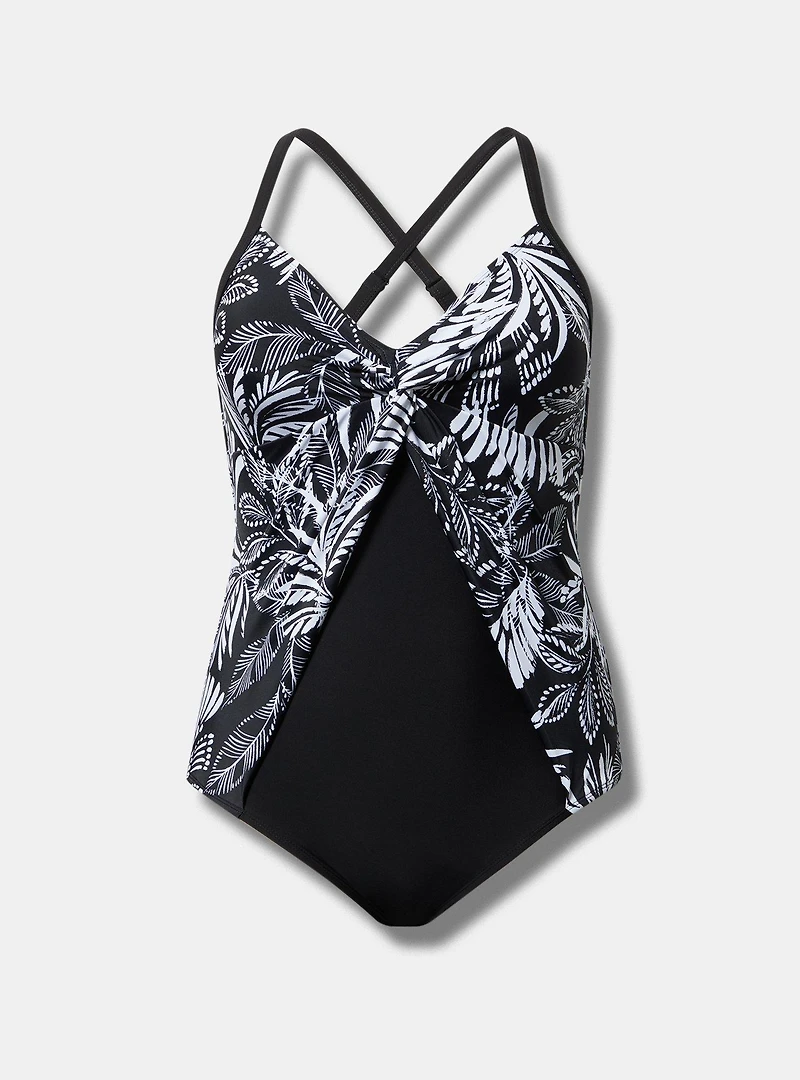 Wire-Free Twisted V-Neck One Piece Swimsuit