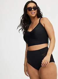 Wireless Ruched Longline Swim Top