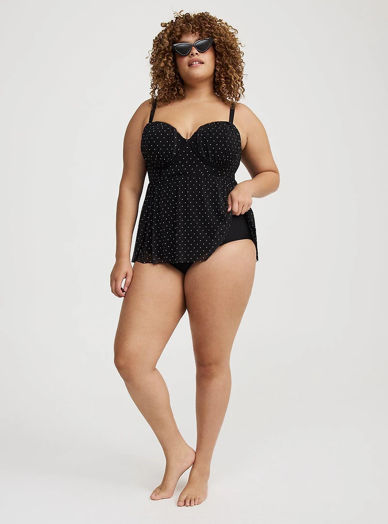 Retro Underwire Mesh Swim Dress