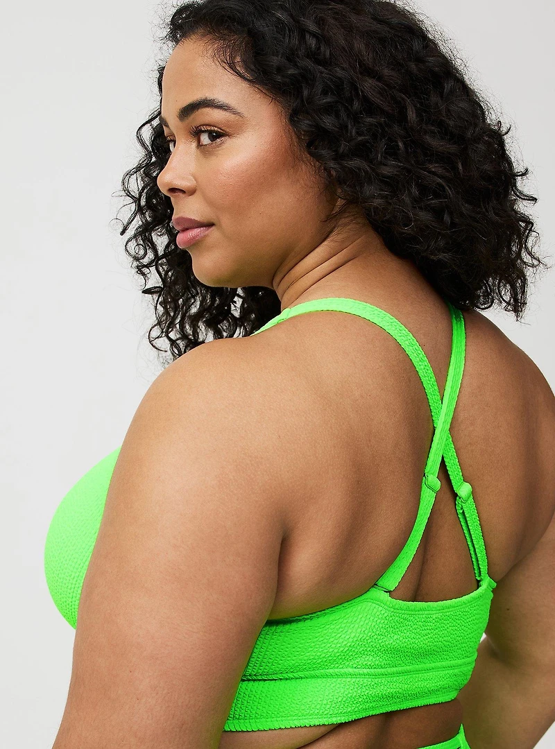 Wire-Free Textured XO Triangle Bikini Top