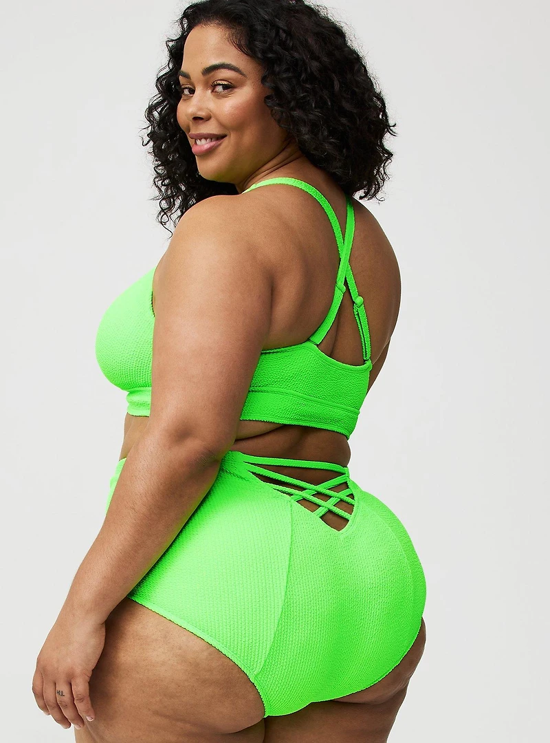 Textured Strappy Back Swim Bottom