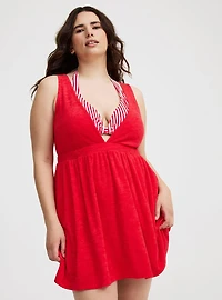 Terry Plunge Cover-Up Mini Dress