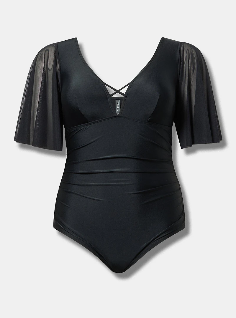 Wire-Free Mesh-Sleeve One Piece