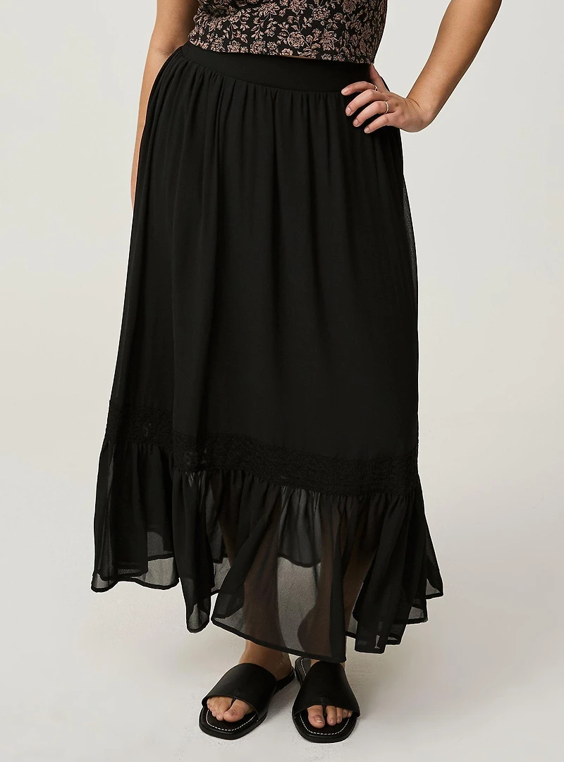 Lace Detail Maxi Skirt