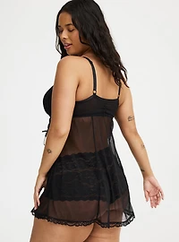 Lace Mesh Wire-Free Babydoll