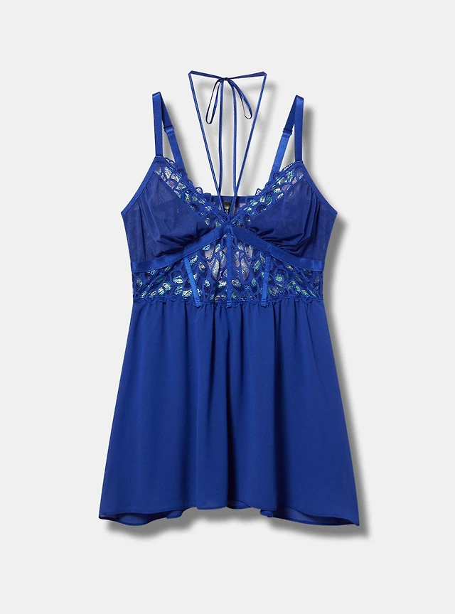 knee length dresses for ladies Bardot Remy Lace Mini Dress in Blue – TrenLend