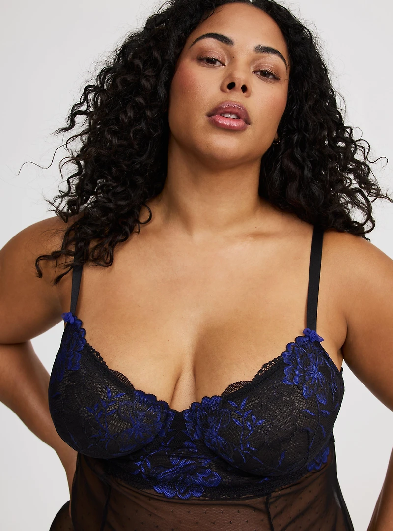 Lace Underwire Point D'Esprit Babydoll
