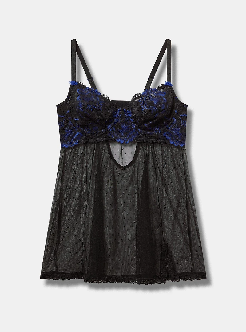 Lace Underwire Point D'Esprit Babydoll