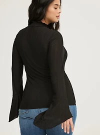Sheer Rib Mock Neck Top