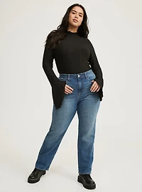 Sheer Rib Mock Neck Top