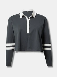 Rugby V-Neck Crop Top