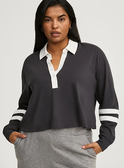 Rugby V-Neck Crop Top