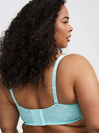 Unlined Balconette Printed Mesh Straight Back Bra