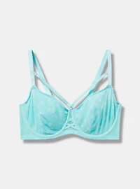 Unlined Balconette Printed Mesh Straight Back Bra