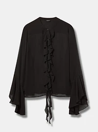 Chiffon Ruffle Front Shirt