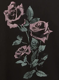 Roses Super Soft Fleece Relaxed Off-Shoulder Pullover