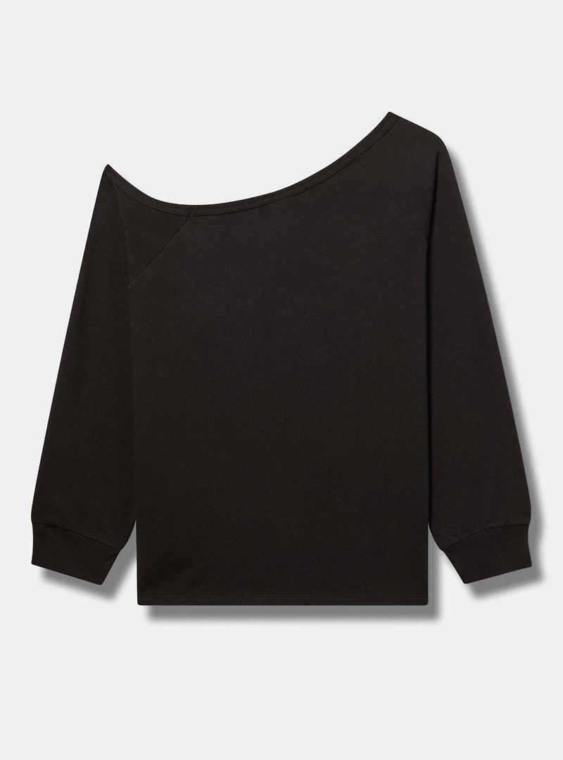 Roses Super Soft Fleece Relaxed Off-Shoulder Pullover