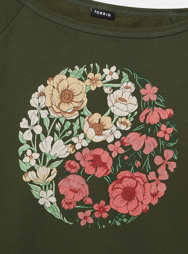 Yin Yang Super Soft Fleece Off-Shoulder Pullover