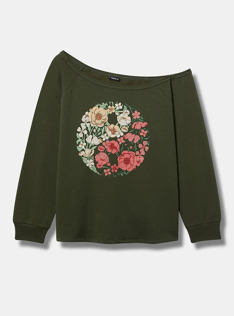 Yin Yang Super Soft Fleece Off-Shoulder Pullover