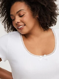Lace Trim Fitted Scoop Tee