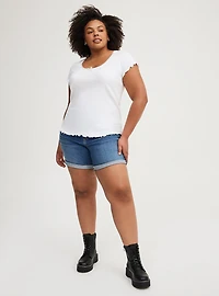 Lace Trim Fitted Scoop Tee