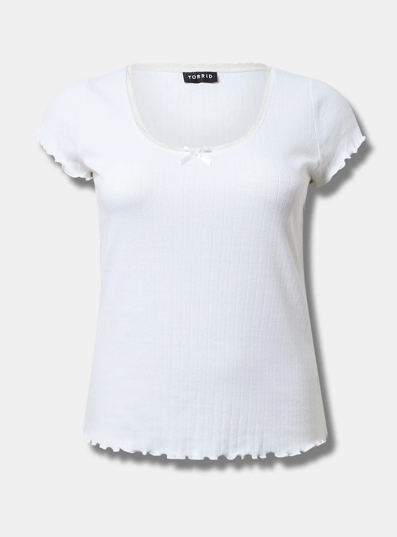 Lace Trim Fitted Scoop Tee