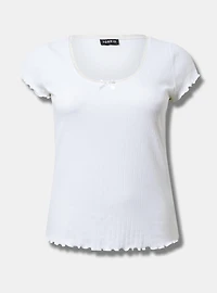 Lace Trim Fitted Scoop Tee