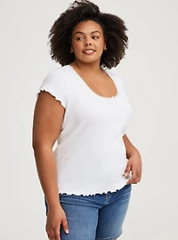 Lace Trim Fitted Scoop Tee
