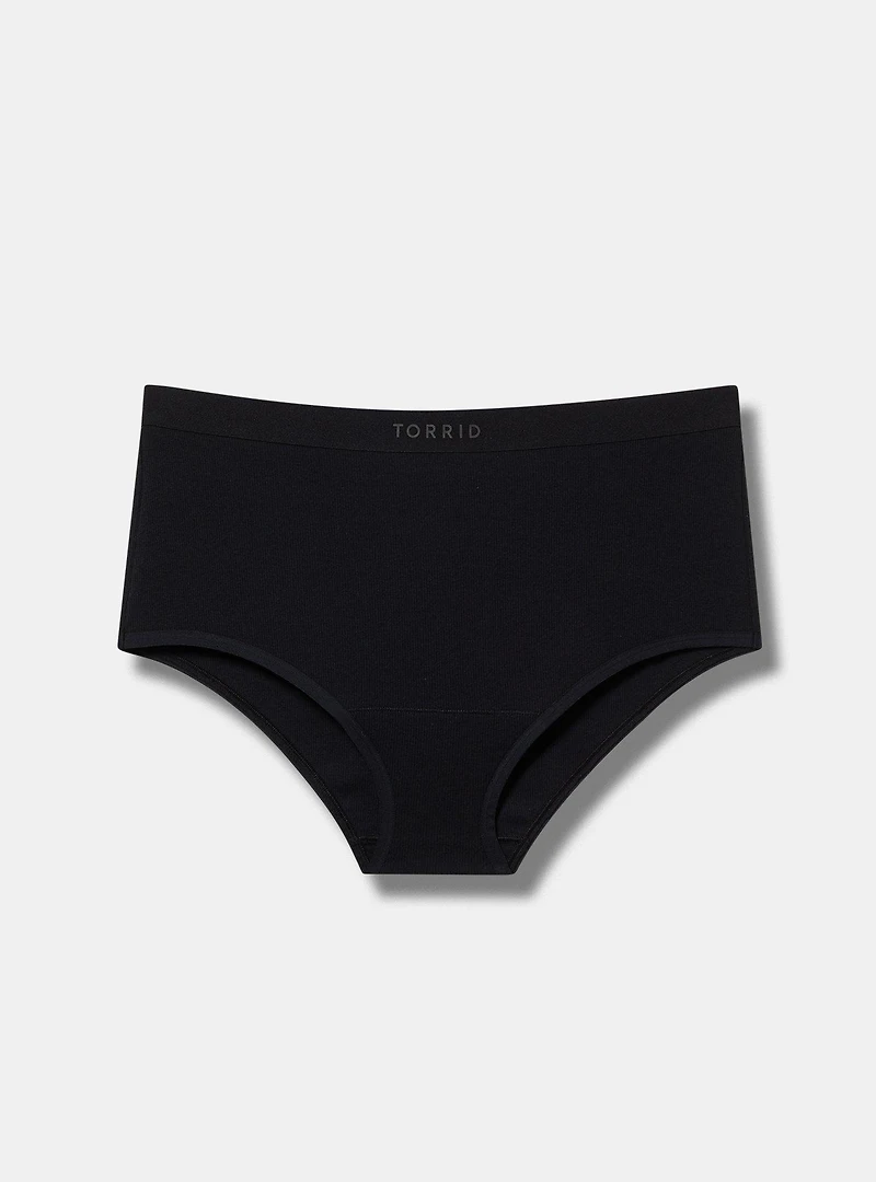 Logo Cotton Rib Mid-Rise Brief Panty