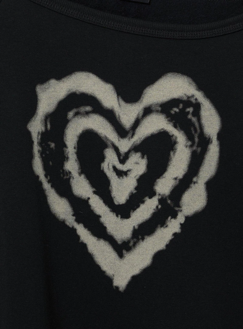 Heart Relaxed Super Soft Fleece Off-Shoulder Sweater