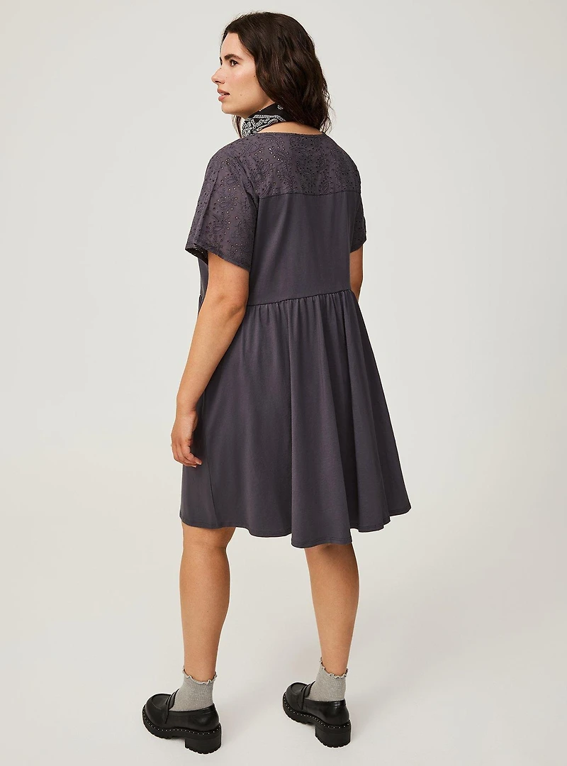 Mini Eyelet Yoke Dress