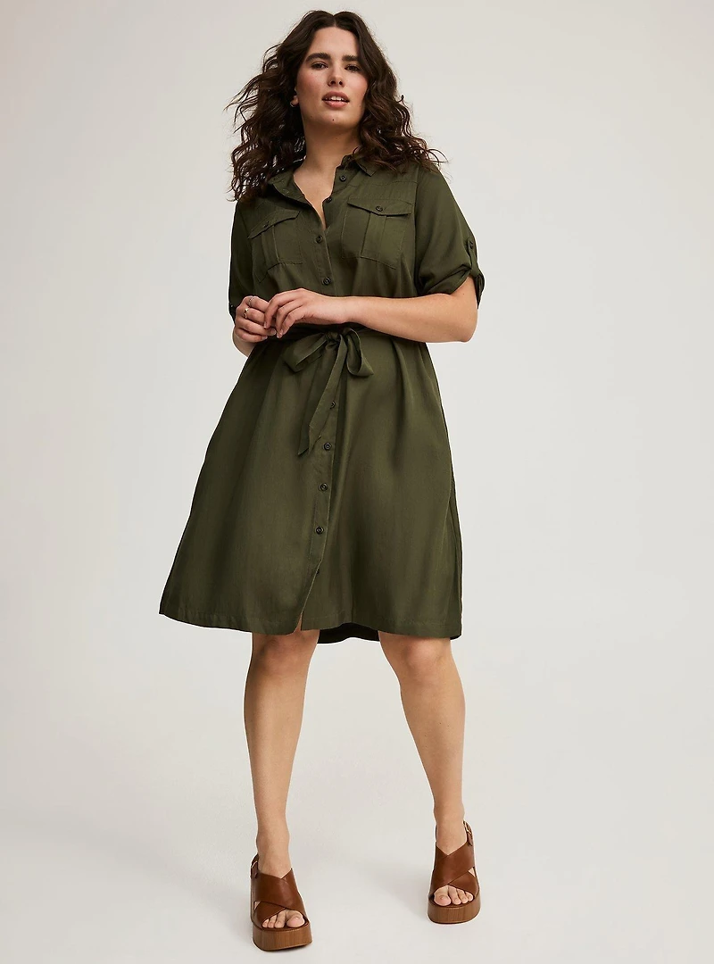Mini Waist-Tie Shirt Dress