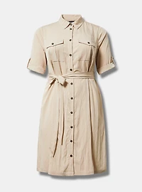 Mini Waist-Tie Shirt Dress