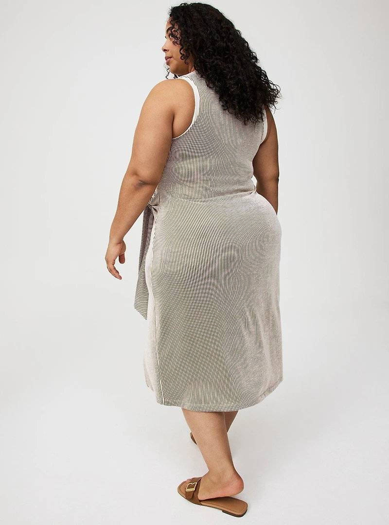 Textured Stripe Midi Dress