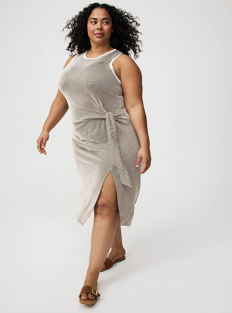 Textured Stripe Midi Dress