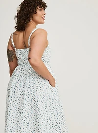 Smocked Button Down Midi Dress