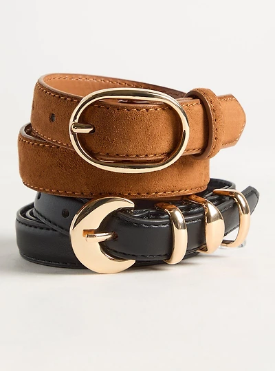 2-Pack Faux Suede Belt