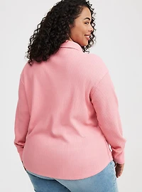Waffle Collared Drop Shoulder Top