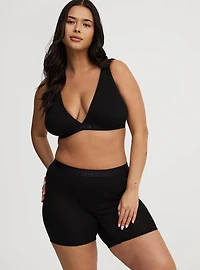 Unlined Cotton Rib Plunge Bralette