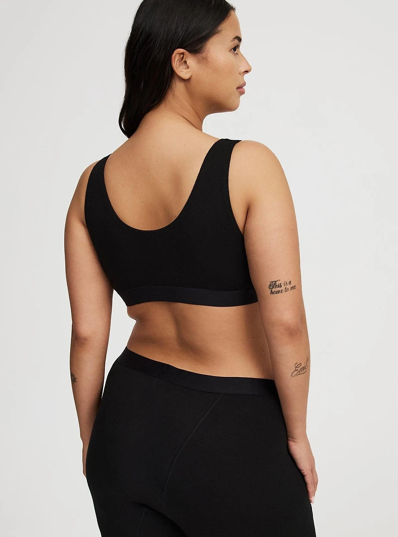Unlined Cotton Rib Plunge Bralette